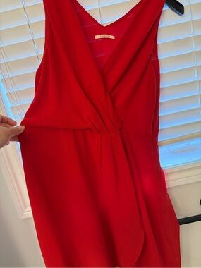 Camille La Vie Red Faux-Wrap Sleeveless Dress